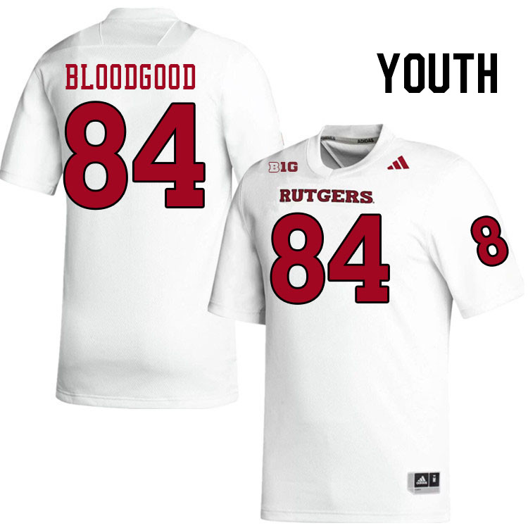 Youth #84 Gunnison Bloodgood Rutgers Scarlet Knights 2024 College Football Jerseys Stitched-White